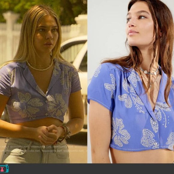 urban outfitters lilac hibiscus crop top seen on sarah cameron Size xs - Picture 2 of 3